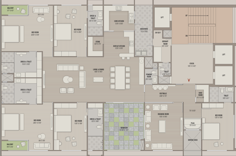 4 &5 Bhk Apartments For Sale At Pashmina, Behind Rajpath Club, Ahmedabad, India. Floor plan